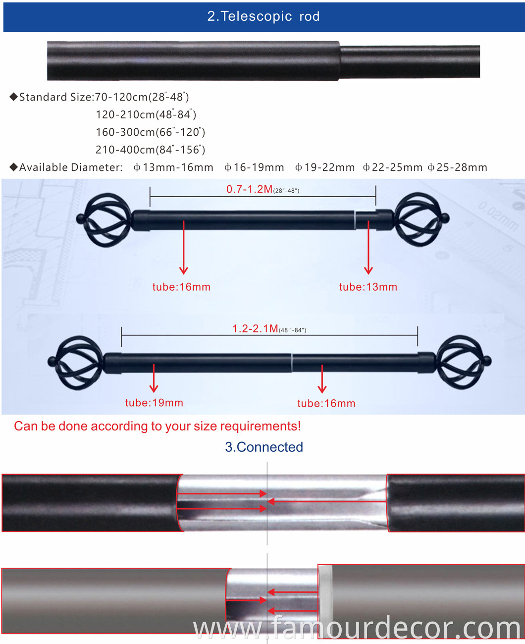 FAMOUR Curtain Rod